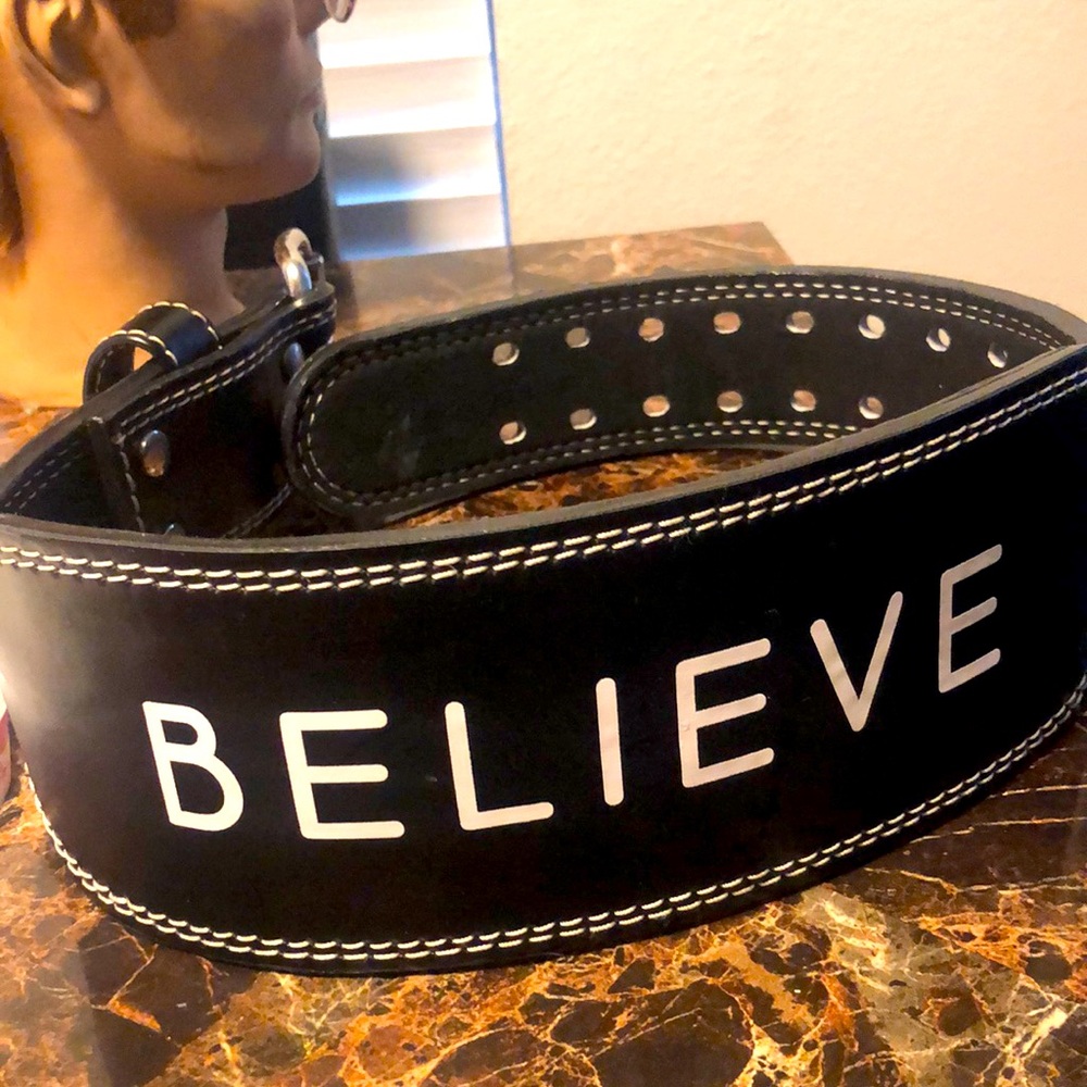 Believe Weight Lifting Leather Belt Training Powerlifting Back Support Sz 36”